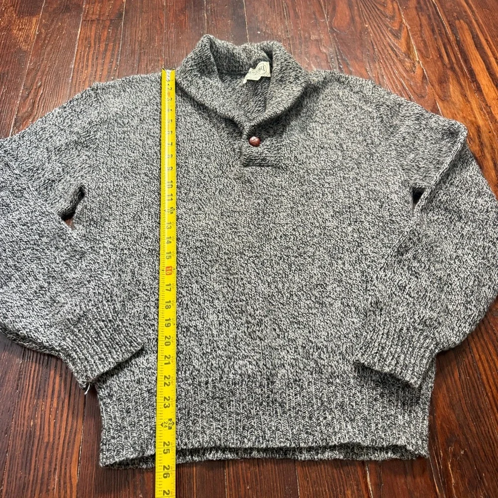 Vintage American Eagle Sweater Mens Large Gray Wool Blend Mock Neck Button‎ USA